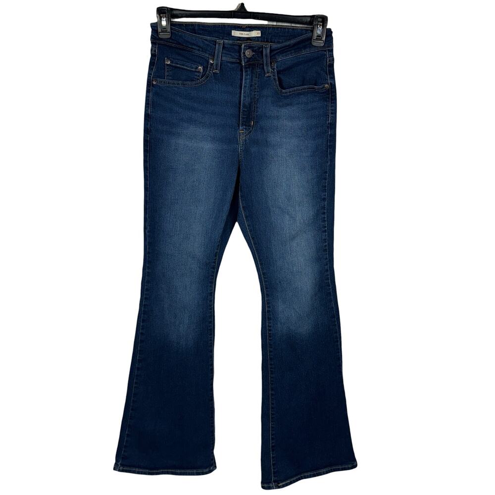 Levi’s Womens 726 SZ 30 Flare Jeans Zip-Fly Hi-Rise Stretch Pockets Medium Wash